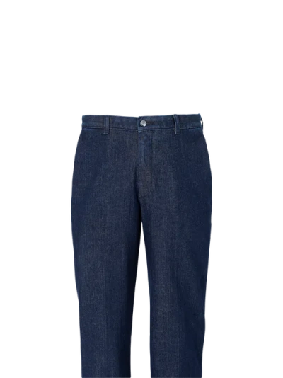 Paul Fredrick Denim Flat Front Pants In Blue