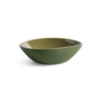 Gharyan Stoneware Dadasi Soup Plate, Set Of 4 In Green