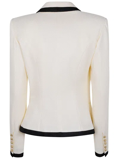 Balmain One Button Fitted Natte Jacket Clothing In White
