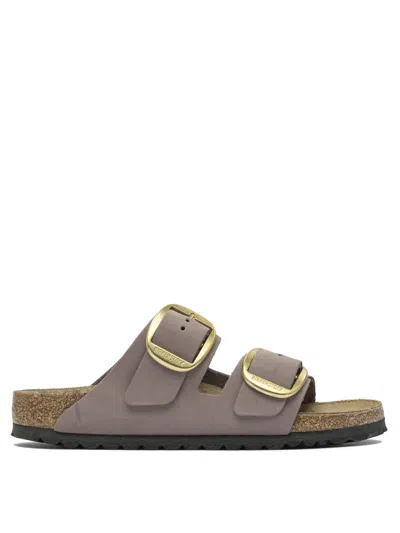 Birkenstock Round Toe Suede Sandals With Lateral Buckles In Pink
