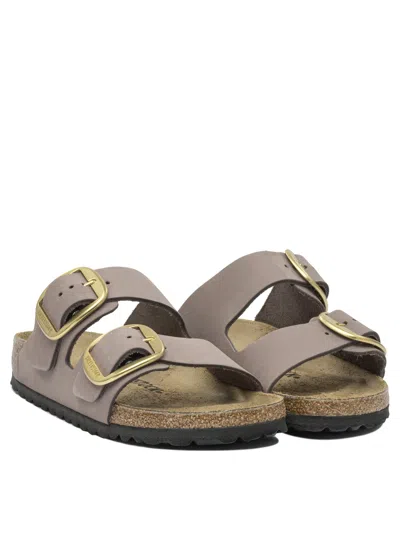 Birkenstock Round Toe Suede Sandals With Lateral Buckles In Pink