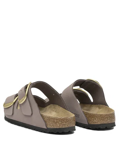Birkenstock Round Toe Suede Sandals With Lateral Buckles In Pink