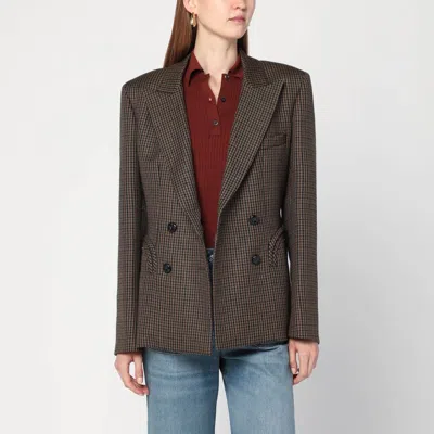 Blazé Milano Brown Wool Pied De Poule Double-breasted Blazer