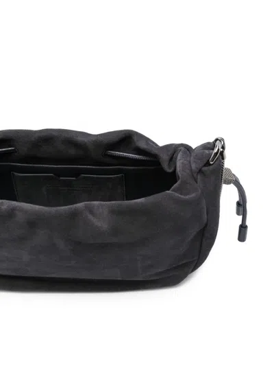 Brunello Cucinelli Bucket Mellow Mini Crossbody Bag In Black