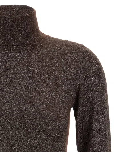 Brunello Cucinelli Sparkling Cashmere And Silk Lightweight Turtleneck Sweater In Brown