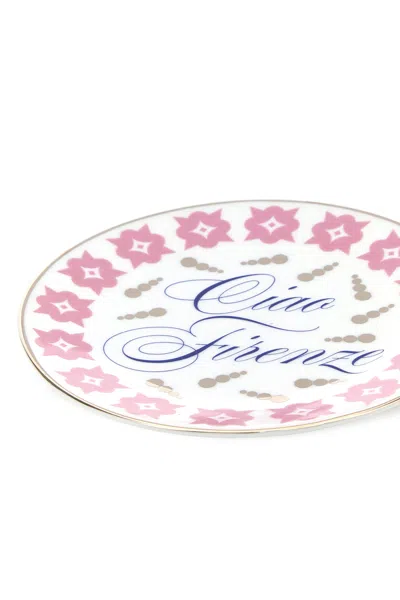 Bitossi Home Embellished Porcelain Ciao Firenze Plate In Multi