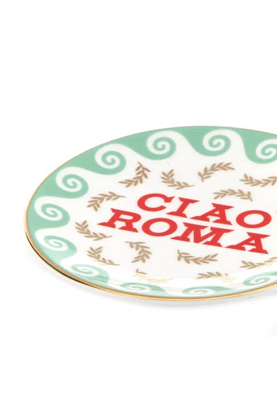 Bitossi Home Embellished Porcelain Ciao Roma Plate In Multi