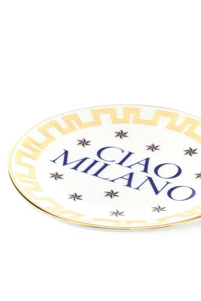 Bitossi Home Embellished Porcelain Ciao Milano Plate In Multi