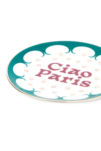 Bitossi Home Embellished Porcelain Ciao Paris Plate In Multi