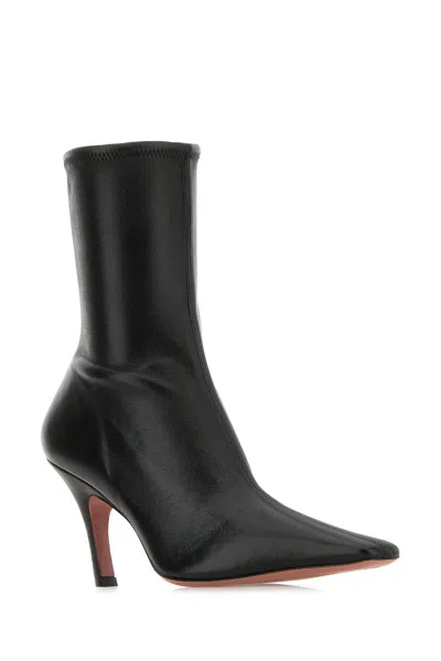 Amina Muaddi Jamie Nappa Leather Ankle Boots Stiletto In Black