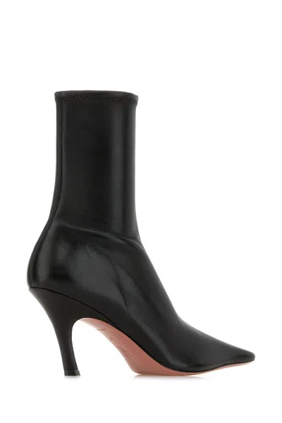 Amina Muaddi Jamie Nappa Leather Ankle Boots Stiletto In Black