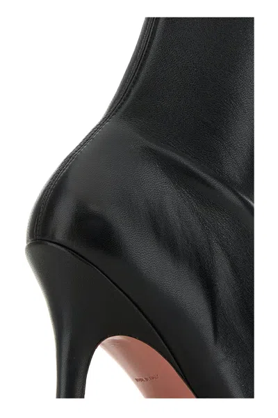 Amina Muaddi Jamie Nappa Leather Ankle Boots Stiletto In Black