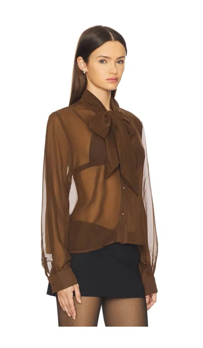 More To Come X Emma Leger Cinrella Sheer Top In Brown