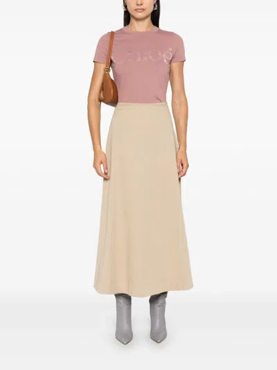 Chloé Cotton Crew-neck T-shirt In Purple