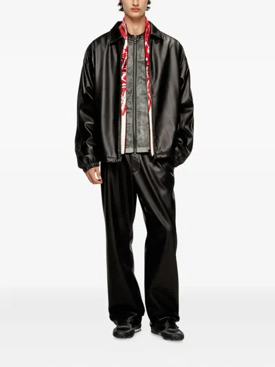 Diesel Distressed Technical Fabric Jacket In Black