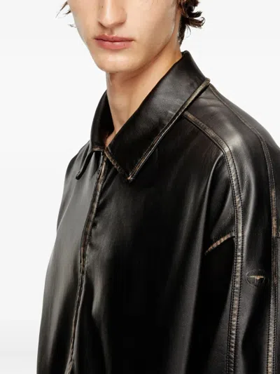 Diesel Distressed Technical Fabric Jacket In Black