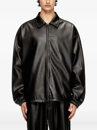 Diesel Distressed Technical Fabric Jacket In Black