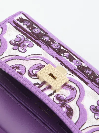 Dolce & Gabbana Small Sicily Leather Handbag In Purple
