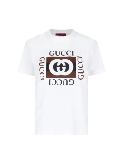 Gucci Interlocking G Printed Cotton T-shirt In White
