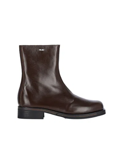 Our Legacy Camion Ankle Boots In Burgundy