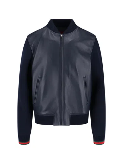 Gucci Lamb Nappa Bomber Jacket In Blue