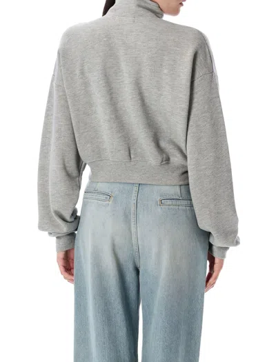 Éterne Eterne Half-zip Cropped Sweatshirt With High Neck In Gray
