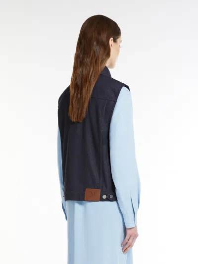 Max Mara Button Denim Vest In Blue