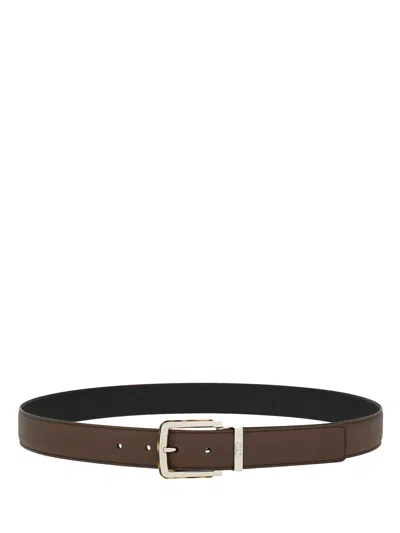 Ferragamo Two-tone Reversible Belt With Tortoiseshell Resin Edge Buckle In Black
