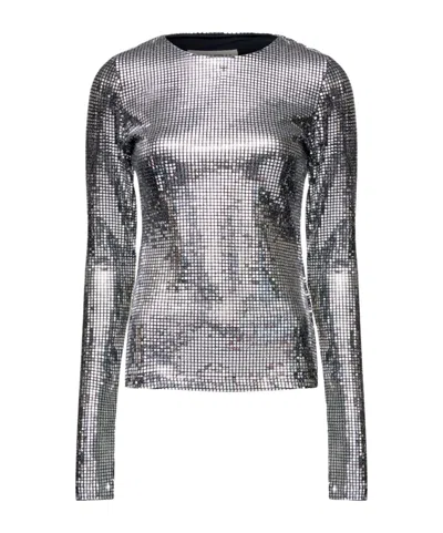 Mm6 Maison Margiela Metallic Long-sleeve T-shirt In Silver