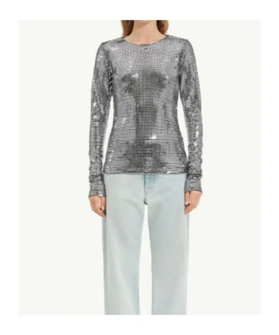 Mm6 Maison Margiela Metallic Long-sleeve T-shirt In Silver