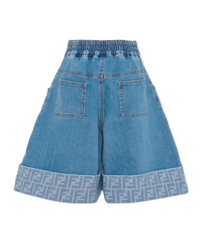 Fendi Button-front Denim Shorts In Blue