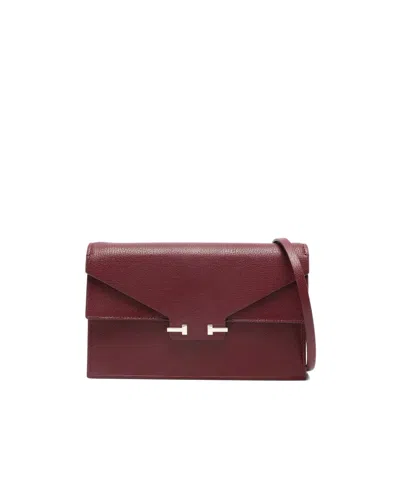 Tom Ford Mini Aube Flap Clutch Bag In Burgundy