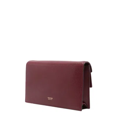 Tom Ford Mini Aube Flap Clutch Bag In Burgundy