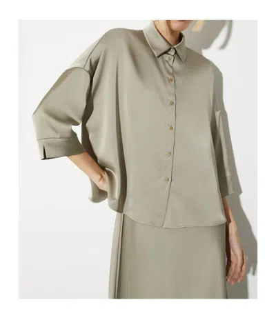 Maxco. Oversized Satin Shirt In Green