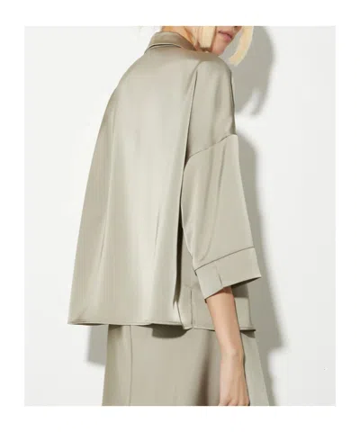 Maxco. Oversized Satin Shirt In Green