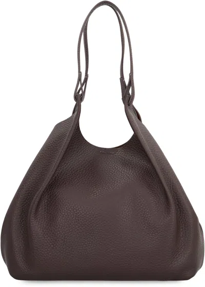 Gianni Chiarini Dua Bag In Hammered Leather, Dark Brown. In Burgundy