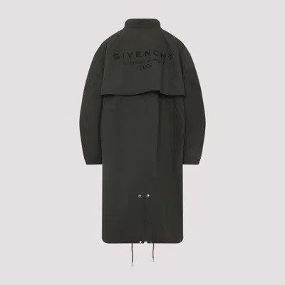 Givenchy Cotton Jacket With Back Slit And Drawstrings In Blue
