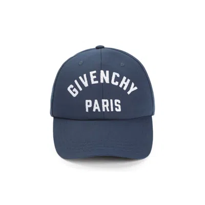 Givenchy Men Baseball Cap With Embroidered Logo In Blue