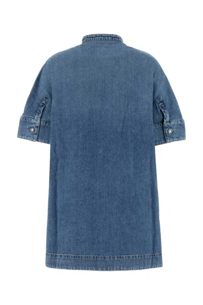 Givenchy Embroidered Button-placket Mini Dress In Blue