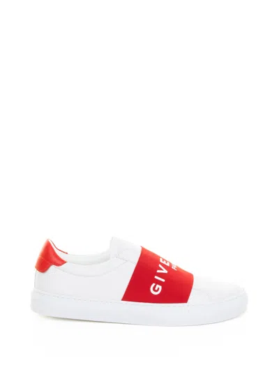 Givenchy Urban White Low Top Sneakers With Contrasting Band With Logo Lettering In Leather Man In Multi