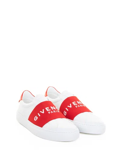 Givenchy Urban White Low Top Sneakers With Contrasting Band With Logo Lettering In Leather Man In Multi