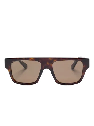 Gucci Rectangular Frame Sunglasses Tortoiseshell Pattern In Brown