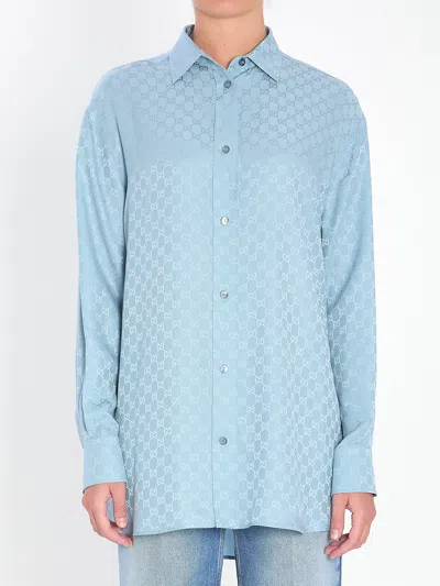 Gucci Women Gg Silk Jacquard Oversized Shirt In Multi