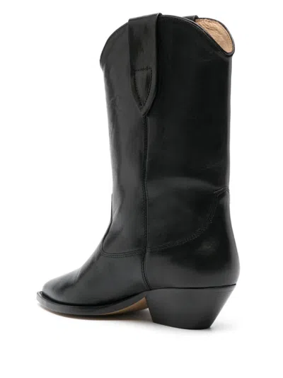 Isabel Marant Duerto Gz Pointed Toe Mid-calf Leather Boots In Black