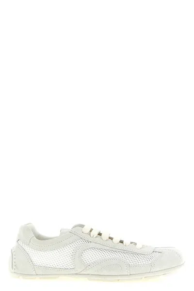 Prada Montecarlo Re-edition 2005 Suede And Mesh Sneakers In White