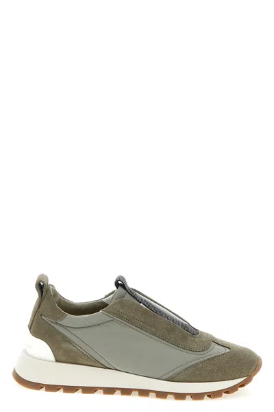 Brunello Cucinelli Runners Sneakers Pull Tab Rubber Sole In Gray