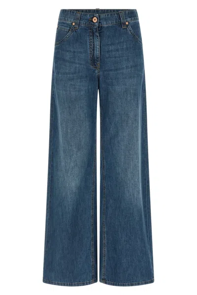 Brunello Cucinelli Women Wide Leg Jeans In Blue