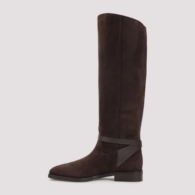 Jimmy Choo Suede Lawton Kb Flat Boots In Brown