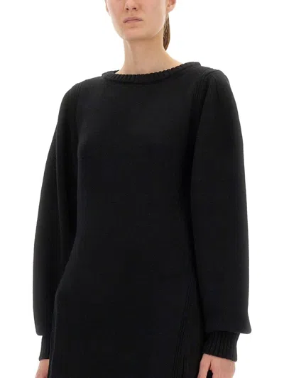 Lemaire Black Wool Sweaters In Black