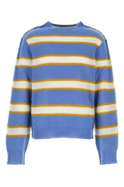 Marni Embroidered Mohair Blend Sweater In Blue